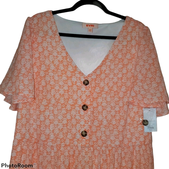 EVRI NWT Plus Size Flowy Dress with Cute Brown Buttons 365 - Picture 2 of 6